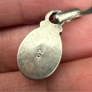 Vintage 925 Sterling Silver Oval Cabochon Turquoise Southwestern Pendant 2.3g. thumbnail 8