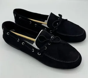 Everlane Suede Boat Driving Shoe Black Leather‎ Loafer Size 8.5 NEW minimalist thumbnail 1