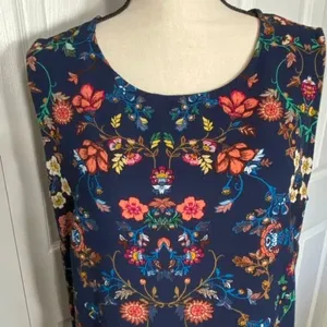 Bobeau XL Navy Crepe Floral Tunic thumbnail 1