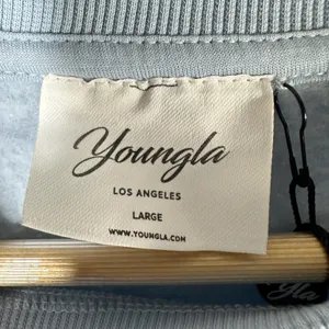 Youngla Crewneck Cropped Long Sleeve Sweatshirt Size Large Blue thumbnail 3