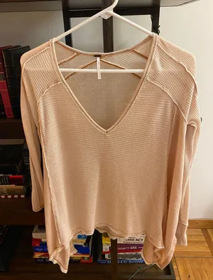 Free People Tan Flowy Shirt thumbnail 1