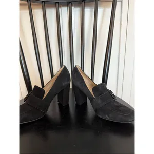 Marc Fisher Garlan black suede loafer heels size 7 thumbnail 10