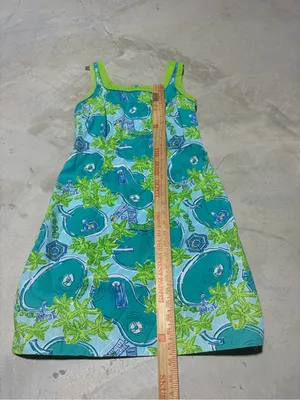 Lilly Pulitzer vintage Tropical Pool-Print Sundress in Teal and Lime 2 thumbnail 3