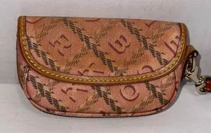 Vintage Y2K Dooney & Bourke Pink Monogram Pink Zip Keychain Wallet Coin Purse thumbnail 1