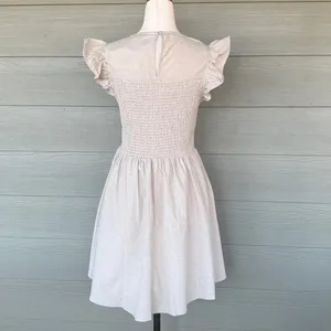 English Factory Beige Smocked Ruffle Sleeve Dress thumbnail 5