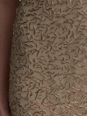 Donna Karan New York Bugle Beaded Slip Dress in Champagne Gold, Size M, NWT thumbnail 10