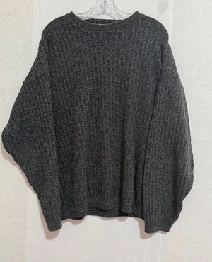bill blass Vintage Grandpacore Charcoal Waffle-Knit Crewneck Sweater thumbnail 1