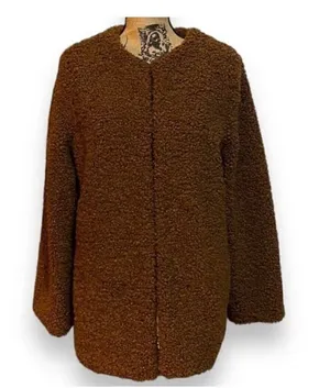 Teddy Jacket Coat Women’s Size Medium Brown Max Studio thumbnail 1