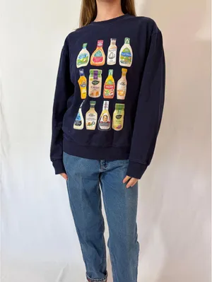 Navy Blue Ranch Bottle Funny Crewneck Oversized Sweatshirt thumbnail 5