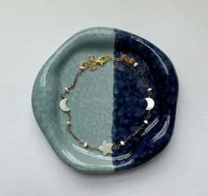 Gold moon and stars beaded necklace thumbnail 1