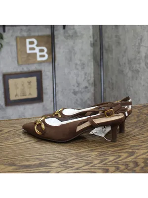 NWT A New Day Tabitha Oversized Chain Sling Back Heels 94305244 Brown 6.5M thumbnail 3