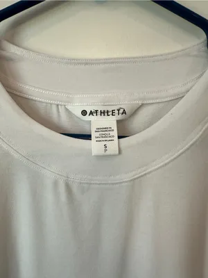 Athleta women’s White Short-Sleeve 3/4 sleeve dri fit fabric Crew Tee thumbnail 2