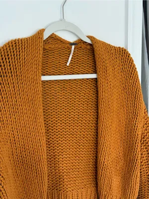 Free People Chunky Knit Cropped Cardigan Sweater - Orange thumbnail 2