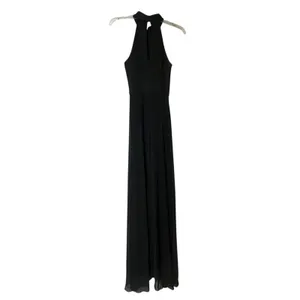 B. Darlin Maxi Dress Womens 6 Black Halter Beaded Chiffon Prom Formal Gown thumbnail 4