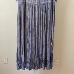 Style In Fashion Boho Beachy Relaxed Lagenlook Embroidered Maxi Dress Plus Blue thumbnail 3