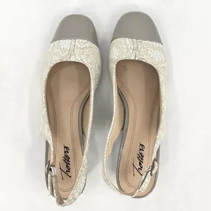 Trotters Dea Light Grey Snake Leather Patent Square Cap Toe Slingback Pump 6.5 thumbnail 6