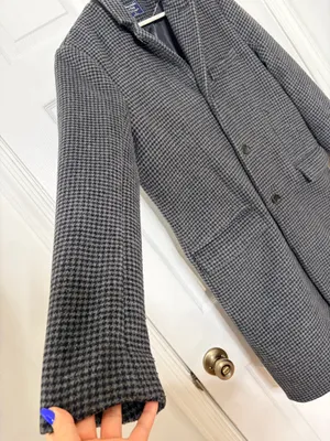 Abercrombie & Fitch Houndstooth Wool Blend Overcoat Quiet Luxury Preppy Classic Size M thumbnail 8