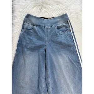 Halara Flex High Waisted Blue Wide Leg Jeans with White Stripes thumbnail 3