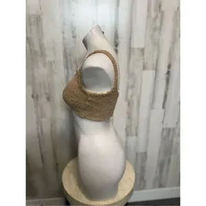 If It Were Me Teddy Lounge Set XS | Fuzzy Bralette & Wide Leg Pants | Cozy Tan T thumbnail 7