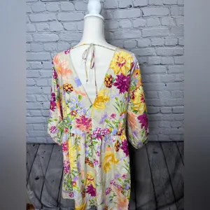 H&M puff sleeve empire waist dress size large thumbnail 5