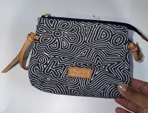 Dooney & Bourke Mini Pouch Pouchette Bag Spellout Pattern Purse M thumbnail 1
