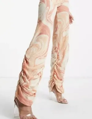 JADED LONDON Orange Swirl Ruched Hem Printed Knit Joggers Size US 2 s small thumbnail 6