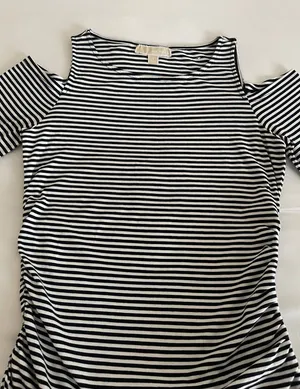 Michael Kors Black and White Striped Shirt Size S thumbnail 1
