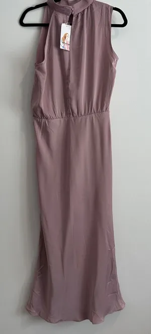 PrettyGarden High Neck Sleeveless Maxi Dress Women's Medium Purple Satin New thumbnail 1