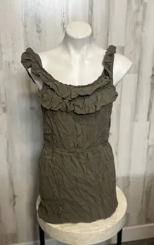 Windsor Olive Green Ruffle Mini Dress Size L Sleeveless Casual Summer thumbnail 1