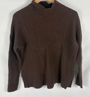 Banana Republic Mock Neck Chunky Knit Sweater Brown Size Medium thumbnail 1