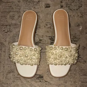 a new day Ivory Pearl-Embellished Slide Sandals thumbnail 1