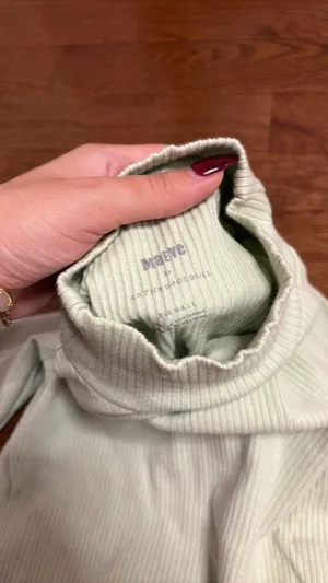 Maeve Anthropologie longsleeve Ribbed Turtleneck mint green thumbnail 4
