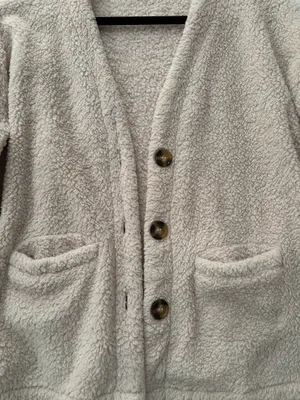 Miss Love Cozy Sherpa Button-Front Jacket in Light Beige Size S thumbnail 4