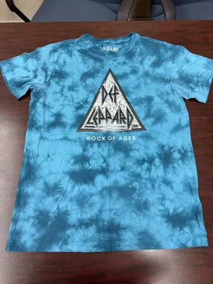 Def Leppard Tie Dye Mens Blue Short Sleeve Band Tee Size Medium thumbnail 1