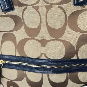 COACH Crossbody‎ Signature Foldover - Khaki/Navy F23304 Jacquard Tote thumbnail 5