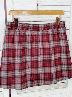 Halara Plaid Skort Mini Skirt Red Grey Large Preppy Punk Academia School Girl thumbnail 8