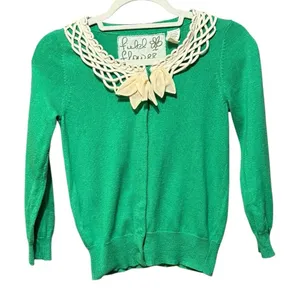 Anthropologie Field Flower Shamrock Green Cashmere/Cotton Blend Cardigan Sz‎ S thumbnail 1