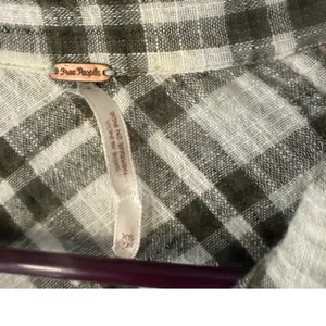 Free People‎ Womens Plaid Long Sleeve Button Shirt Olive Green Bohemian Cabin XS thumbnail 6