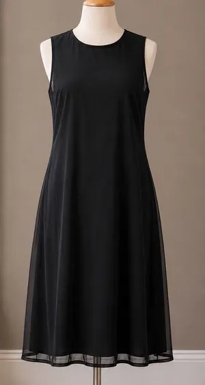 A New Day Black Sleeveless Mesh Overlay Midi Dress Size Small Parisian Chic NEW thumbnail 1