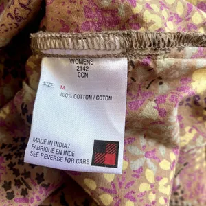Woolrich Womens Snap Button Popover‎ Tunic Top Brown Purple Floral Cotton Medium thumbnail 5