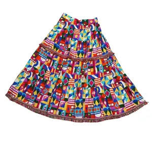 Antonio Melani Bold Multicolor Tiered Maxi Skirt‎ Size 4 Dopamine Resort Cruise thumbnail 4