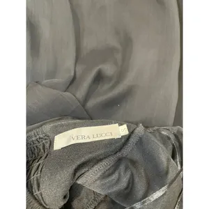 Vera Lucci Womens Maxi Chiffon Sweetheart Neck Dress Size S Black thumbnail 6