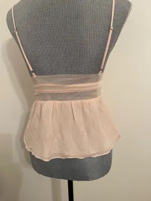 Delicate Peach Mesh Bralette Peplum Top . Size S Pink thumbnail 5