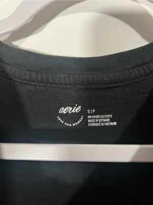 Aerie Crewneck Boyfriend Tee in Black Size Small Baggy Goth thumbnail 2