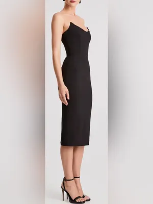 NEW HELSI Celia Black Strapless Cocktail Sheath Dress sz S thumbnail 4