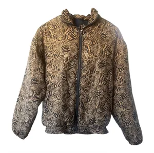 VTG Stunt Sports 100% Silk Leopard Print Bomber Jacket - Oversized S thumbnail 1