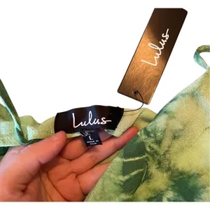 Lulus NWT Green Tie-Dye Cowl Neck Mini Dress Large thumbnail 7