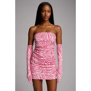 New! Miscreants Cupid Mini Dress & Oprah Gloves Pink Zebra‎ Sz Medium thumbnail 3