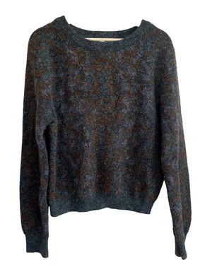 John + Jenn gray orange knit pullover sweater women's size large wool‎ blend thumbnail 1