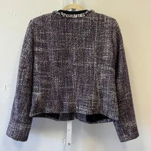 Willi Smith Purple Tweed Fringe Trim Blazer Jacket‎ Style A84175 Women's Large thumbnail 2